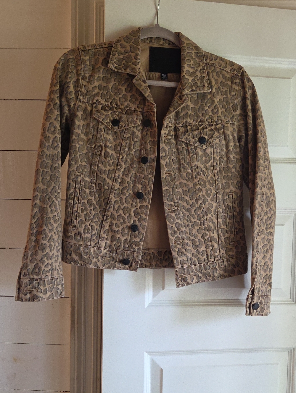 Lucky Brand Leopard-Print Jean Jacket in Tan and Brown